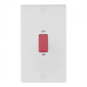 BG Electrical 873 Nexus White Moulded DP Control Switch On Large 2 Gang Vertical Plate 45A