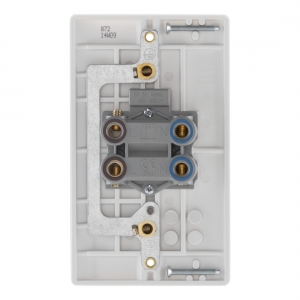 BG Electrical 872 Nexus White Moulded DP Control Switch With Neon On Large 2 Gang Vertical Plate 45A