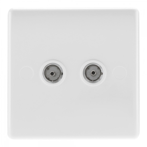 BG Electrical 861 Nexus White Moulded Twin Non-Isolated Co-Axial TV Socket