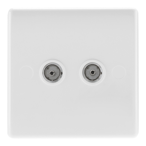 BG Electrical 863 Nexus White Moulded Twin Isolated Co-Axial TV Socket