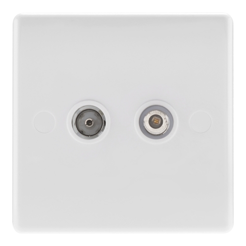 BG Electrical 865 Nexus White Moulded Twin Co-Axial TV Socket & F Type Satellite Socket