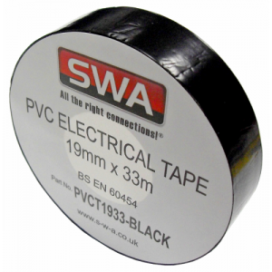 PVCT1933-BLK Black PVC Insulation Tape Reel Length: 33m | Width: 19mm