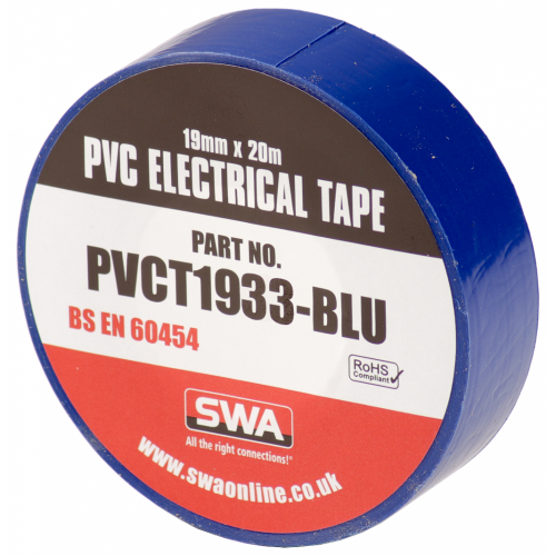PVCT1933-BLU Blue PVC Insulation Tape Reel Length: 33m | Width: 19mm