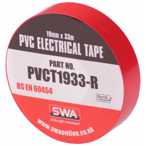 PVCT1933-RED Red PVC Insulation Tape Reel Length: 33m | Width: 19mm