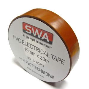 PVCT1933-BRO Brown PVC Insulation Tape Reel Length: 33m | Width: 19mm