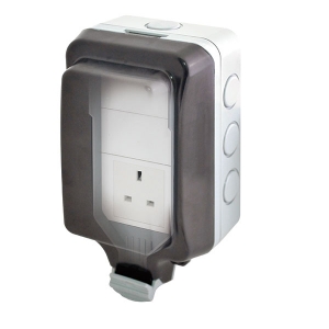 BG Electrical WP23L Nexus Storm Grey 1 Gang Unswitched Socket With Large Weatherproof Enclosure IP66 13A