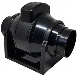 Manrose MF100T Mixflo Black 3 Speed Mixed Flow In-Line Fan With Adjustable Timer IPX4 240V Length: 298mm | Width: 162mm | Spigot DiaØ: 100mm