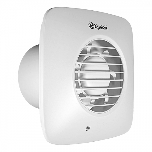 Xpelair DX100PS 93027AW Simply Silent White Square 2 Speed Axial Fan With Pullcord & Wall-Fitting Kit IPX4 240V