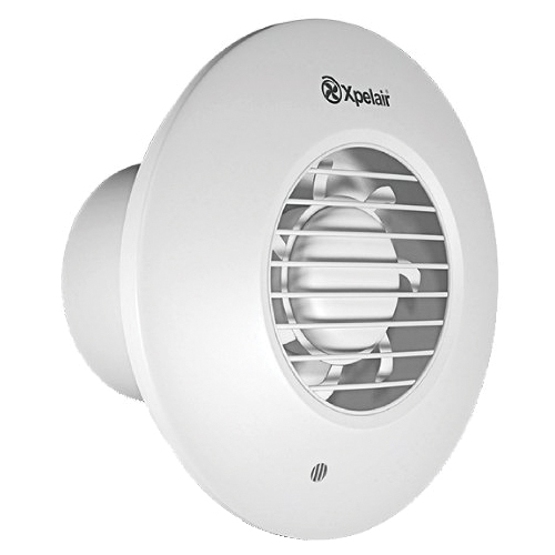 Xpelair DX100TR 93006AW Simply Silent White Round 2 Speed Axial Fan With Adjustable Timer & Wall-Fitting Kit IPX4 240V