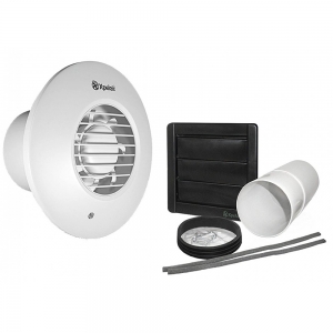 Xpelair DX100PIRR 93010AW Simply Silent White Square 2 Speed Axial Fan With Adjustable Timer, PIR & Wall-Fitting Kit IPX4 240V