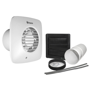Xpelair DX100S 93025AW Simply Silent White Square 2 Speed Axial Fan With Wall-Fitting Kit For Remote Switching IPX4 240V