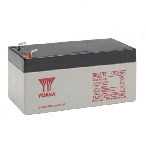 Yuasa NP2.8-12 Re-Chargeable Lead Acid Battery For Fire Alarm Panels, Security Alarms & Emergency Lighting Systems 2.8Ah 12V Height: 64mm | Width: 67mm | Length: 178mm
