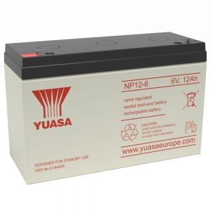 Yuasa NP12-6 Re-Chargeable Lead Acid Battery For Fire Alarm Panels, Security Alarms & Emergency Lighting Systems 12Ah 6V Height: 97.5mm | Width: 50mm | Length: 151mm