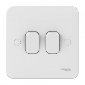 Schneider Electric GGBL1022 Lisse White Moulded 2 Gang 2 Way Plateswitch 10AX