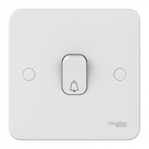 Schneider Electric GGBL1012RB Lisse White Moulded 1 Gang Retractive Push Switch With Bell Symbol 10AX