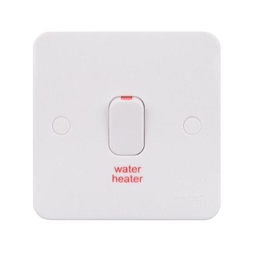 Schneider Electric GGBL2014WH Lisse White Moulded DP Control Switch With Flex Outlet Marked WATER HEATER 20AX