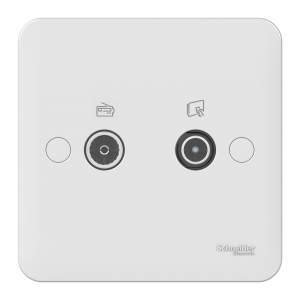 Schneider Electric GGBL7020 Lisse White Moulded Diplex Twin Co-Axial TV & FM/DAB Outlet
