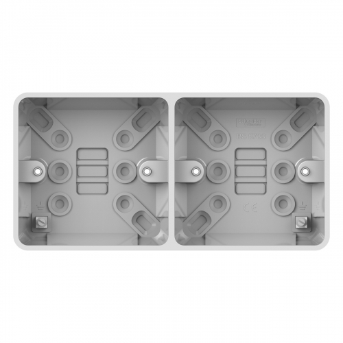 Schneider Electric GGBL9D25 Lisse White Moulded 2 x 1 Gang Dual Surface Mounting Box Depth: 25mm