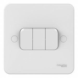 Schneider Electric GGBL1032 Lisse White Moulded 3 Gang 2 Way Plateswitch 10AX