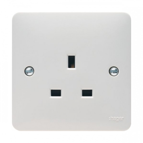 Hager WMS81 Sollysta White Moulded 1 Gang Unswitched Socket 13A
