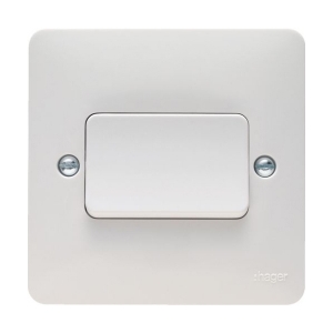 Hager WMPS12RW Sollysta White Moulded 1 Gang Retractive Push Switch With Wide Rocker 10AX