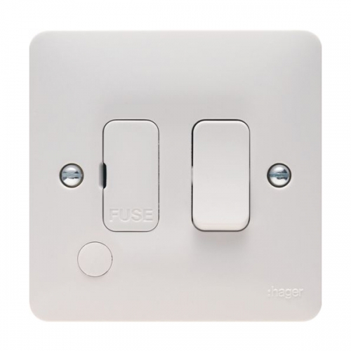 Hager WMSSU83FO Sollysta White Moulded Double Pole Switched Fused Connection Unit With Flex Outlet 13A