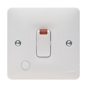 Hager WMDP84FON Sollysta White Moulded DP Control Switch With Neon & Flex Outlet 20A