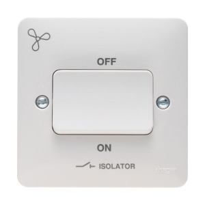 Hager WMPS3PIF Sollysta White Moulded Triple Pole Isolator Switch With Fan Symbol 10A