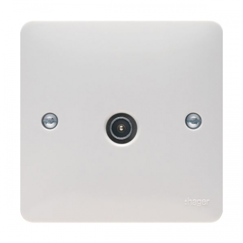 Hager WMTVM Sollysta White Moulded Single Male Co-Axial TV Socket
