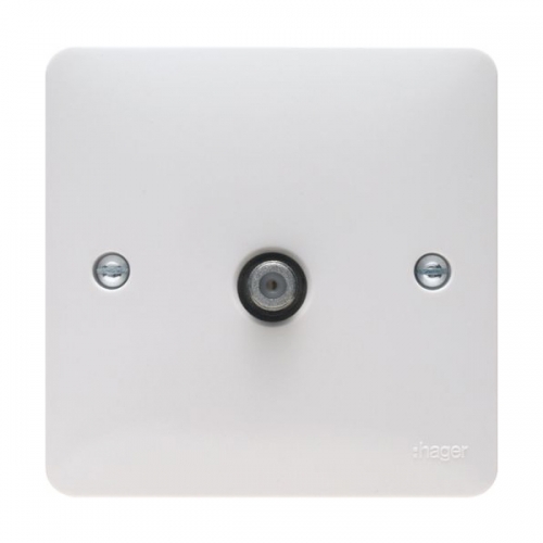 Hager WMSAT Sollysta White Moulded Single F Type Screened Satellite Socket