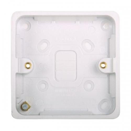 Hager WMPB1/20 Sollysta White Moulded 1 Gang Surface Mouting Box Depth: 20mm