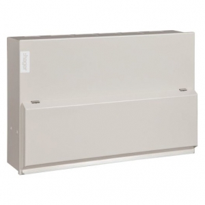 Hager VML314AH Design 10 White Metal 18th Edition 14 Way RCD Isolator Consumer Unit With 100A 30mA Type A RCD