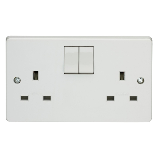 Crabtree 4306 Capital White Moulded 2 Gang Single Pole Switched Socket 13A