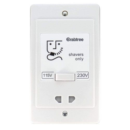 Crabtree 2400 Capital White Moulded Dual Voltage Shaver Socket 115V/240V