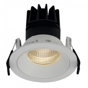 Ansell Lighting AULED80D/WW Unity80 White Aluminium LED Compact Fixed Commercial Downlight With Anodised Reflector & Warm White LEDs IP44 15W