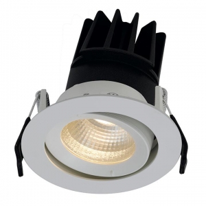 Ansell Lighting AULED80GIM Unity80 White Aluminium LED Compact Adjustable Commercial Downlight With Anodised Reflector & Cool White LEDs IP20 15W