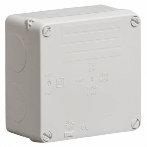 Wiska 815LH WIB1 Light Grey Thermoplastic Surface Mount Sealed Weatherproof Junction Box With Smooth Sides IP65 L: 110mm | W: 110mm | D: 60mm