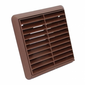 Manrose 1152B Brown Fixed Louvre 100mm/4" Wall Grille With 100mm Ø Spigot Height: 140mm | Width: 140mm