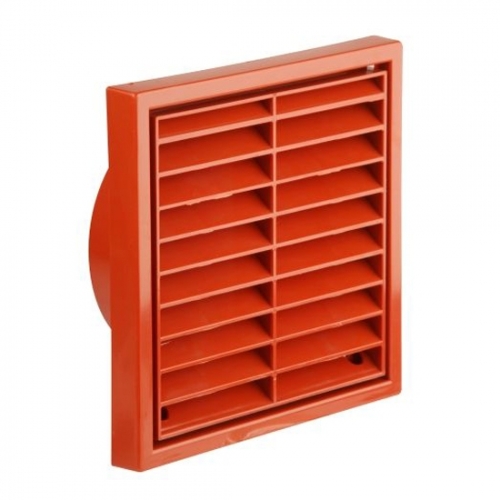 Manrose 1152T Terracotta Fixed Louvre 100mm/4" Wall Grille With 100mm Ø Spigot Height: 140mm | Width: 140mm
