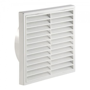 Manrose 1192W White Fixed Louvre 150mm/6" Wall Grille With 150mm Ø Spigot Height: 180mm | Width: 180mm