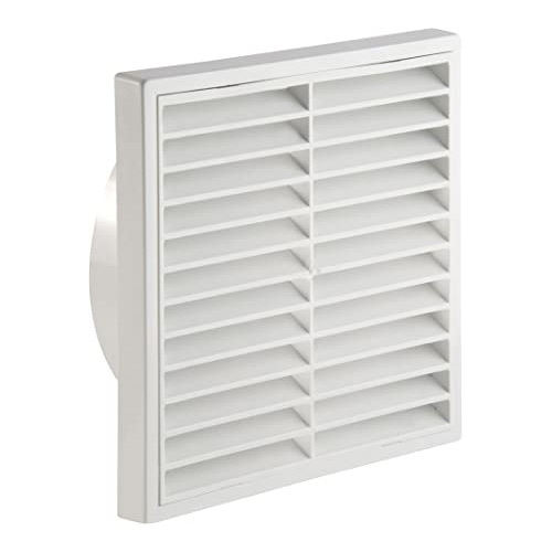 Manrose 1192W White Fixed Louvre 150mm/6" Wall Grille With 150mm Ø Spigot Height: 180mm | Width: 180mm