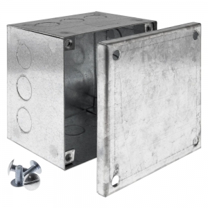 Deligo AB404030 Pre-Galvanised Adaptable Box With Knockouts Height: 100mm | Width: 100mm | Depth: 75mm