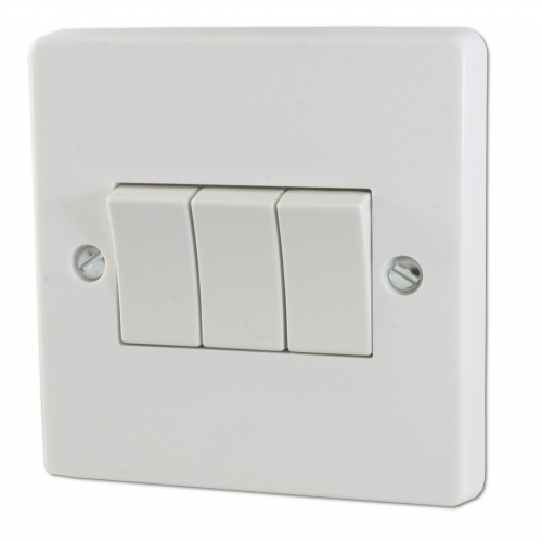 Crabtree 4173 Capital White Moulded 3 Gang 2 Way Plateswitch 10Ax