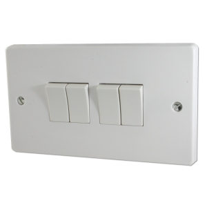 Crabtree 4174 Capital White Moulded 4 Gang 2 Way Plateswitch 10Ax