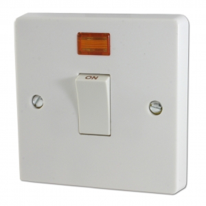 Crabtree 4015/3 Capital White Moulded Double Pole Control Switch With Neon 20A