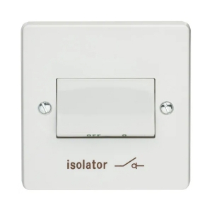 Crabtree 4017 Capital White Moulded Triple Pole Isolator Switch Marked Isolator 6A