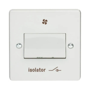 Crabtree 4017/1 Capital White Moulded Triple Pole Isolator Switch Marked Isolator & Fan Symbol 6A