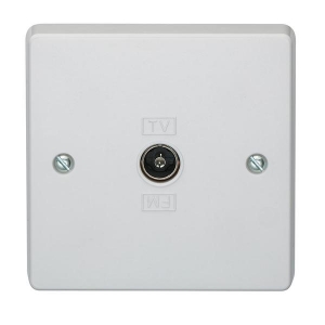 Crabtree 7265 Capital White Moulded Single Co-Axial TV Socket - Direct Connection
