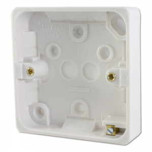 Crabtree 9043 Capital White Moulded 1 Gang Surface Mounting Box With Earth Terminal Depth: 20mm