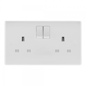 BG Electrical 822-PACK (Pack of 10) Nexus White Moulded 2 Gang Single Pole Switched Socket 13A